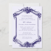 Elegant Classy Navy Blue Quinceañera 15th Birthday Einladung (Vorderseite)