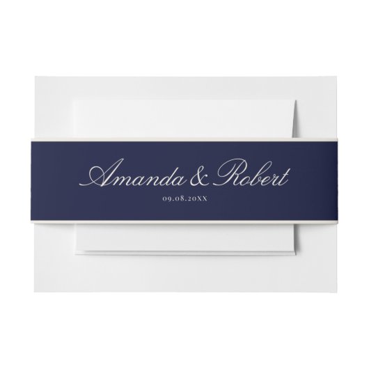 Elegant Classy Navy Blue Wedding Einladungsbanderole (Vorderseite Beispiel)