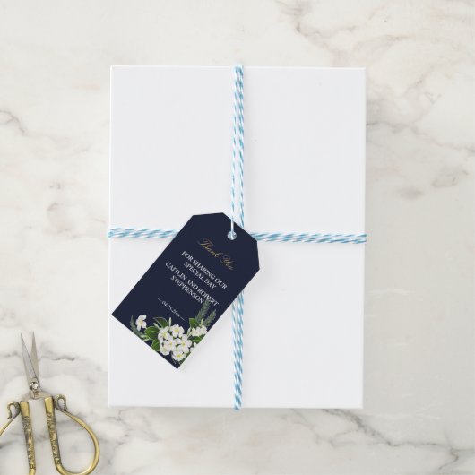 Elegant Classy Navy Geometric Vielen Dank Geschenkanhänger (Mit Garn)