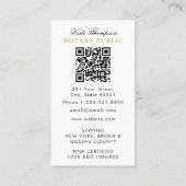 Elegant Classy Notary Signing Agent QR Code Gold Visitenkarte (Rückseite)