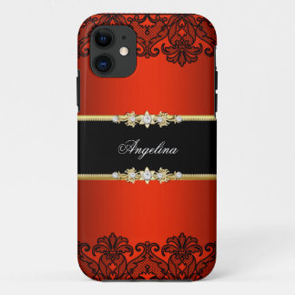 Elegant Classy Regal Red Lace Black Gold iPhone 11 Hülle
