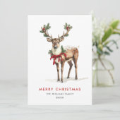 Elegant Classy Reindeer Frohe Weihnachtsgrüße Feiertagskarte (Stehend Vorderseite)