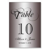 Elegant Classy Sheen Silver Wedding Tischnummer (Rückseite)