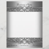 Elegant Classy Silver Damask Embossed Jewel Briefbogen (Vorderseite)