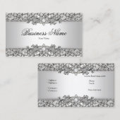 Elegant Classy Silver Gray Damask Visitenkarte (Vorne/Hinten)