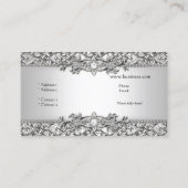 Elegant Classy Silver Gray Damask Visitenkarte (Rückseite)