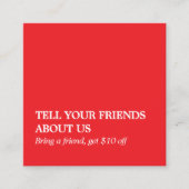 Elegant Clean Bold Red White Salon Empfehlungskarte (Vorderseite)