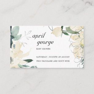 ELEGANT CLEAN IVORY WATERCOLOR BLUMENBABY DUSCHE PLATZKARTE