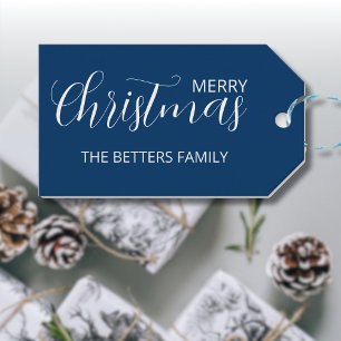 Elegant Clean Midnight Blue Christmas Geschenkanhänger