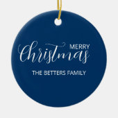 Elegant Clean Midnight Blue Christmas Keramik Ornament (Vorne)