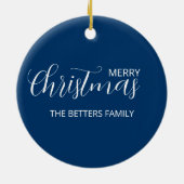Elegant Clean Midnight Blue Christmas Keramik Ornament (Hinten)