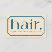 Elegant Clean Retro Blue Bold Hair Stylist Visitenkarte (Vorderseite)