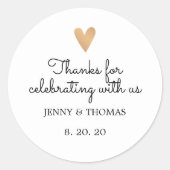 Elegant Clean Wedding Vielen Dank Runder Aufkleber (Vorderseite)