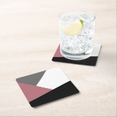 elegant clear dusty pink, black, grey geometrik rechteckiger pappuntersetzer (Vor Ort)