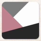 elegant clear dusty pink, black, grey geometrik rechteckiger pappuntersetzer (Vorderseite)