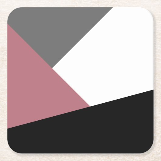 elegant clear dusty pink, black, grey geometrik rechteckiger pappuntersetzer (Vorderseite)