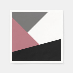 elegant clear dusty pink, black, grey geometrik serviette