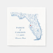 Elegant Clearwater Florida Map Wedding Serviette (Vorderseite)