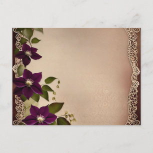 Elegant Clematis Plum Floral Postkarte