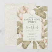 Elegant Coastal Beach Engagement Party  Einladung (Vorne/Hinten)