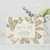 Elegant Coastal Beach Photo Save The Date (Stehend Vorderseite)