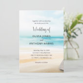 Elegant Coastal Beach Wedding Einladung (Stehend Vorderseite)