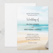 Elegant Coastal Beach Wedding Einladung (Vorne/Hinten)