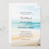 Elegant Coastal Beach Wedding Einladung (Vorne/Hinten)
