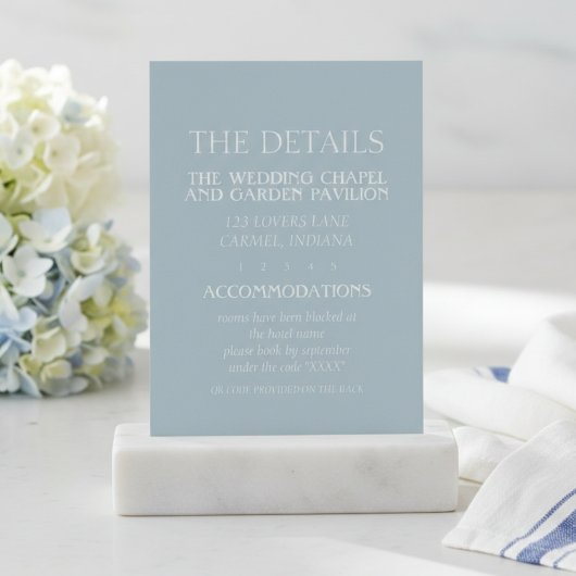 Elegant Coastal Blue Modern Wedding Begleitkarte