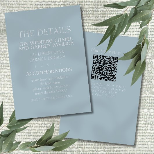 Elegant Coastal Blue Modern Wedding Begleitkarte