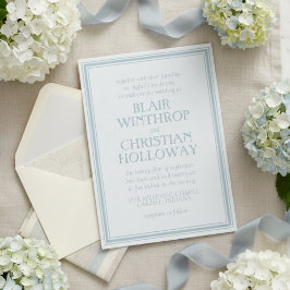 Elegant Coastal Blue Modern Wedding Invitation Einladung