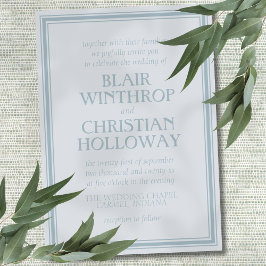 Elegant Coastal Blue Modern Wedding Invitation Einladung