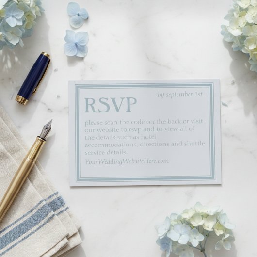 Elegant Coastal Blue Modern Wedding RSVP Karte
