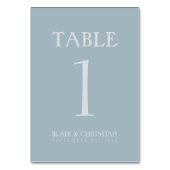 Elegant Coastal Blue Modern Wedding Tischnummer (Rückseite)