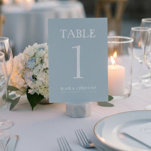 Elegant Coastal Blue Modern Wedding Tischnummer