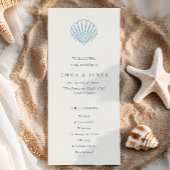 Elegant Coastal Blue Seashell Wedding Program