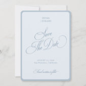 Elegant Coastal Blue Stripes Border Retro Wedding Save The Date (Vorderseite)