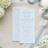 Elegant Coastal Blue Wedding Ceremony Program