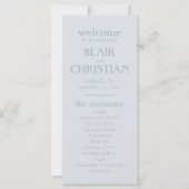 Elegant Coastal Blue Wedding Ceremony Program (Vorderseite)
