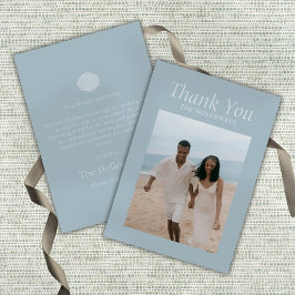 Elegant Coastal Blue Wedding Flat Thank You Card Dankeskarte