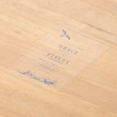 Elegant Coastal Chic Blue Beach Wedding Acryleinladungen (Ablage )