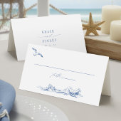 Elegant Coastal Chic Blue Wedding Platzkarte