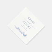 Elegant Coastal Chic Blue Wedding Serviette (Ecke)