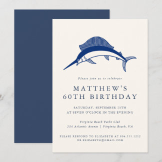 Elegant Coastal Fisherman Adult Birthday Party Einladung