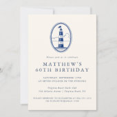 Elegant Coastal Lighthouse Adult Birthday Party  Einladung (Vorderseite)
