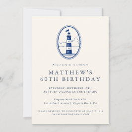 Elegant Coastal Lighthouse Adult Birthday Party  Einladung