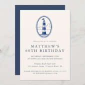 Elegant Coastal Lighthouse Adult Birthday Party Einladung (Vorne/Hinten)