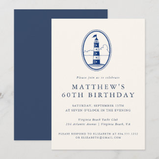 Elegant Coastal Lighthouse Adult Birthday Party Einladung