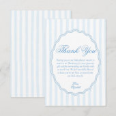 Elegant Coastal Preppy Blue Stripe Scalloped Frame Dankeskarte (Vorne/Hinten)