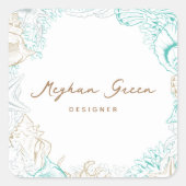 Elegant Coastal Seashell Luxurient Quadratischer Aufkleber (Vorderseite)